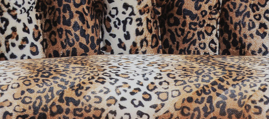 Close-up of new leopard print Chaise appolstery