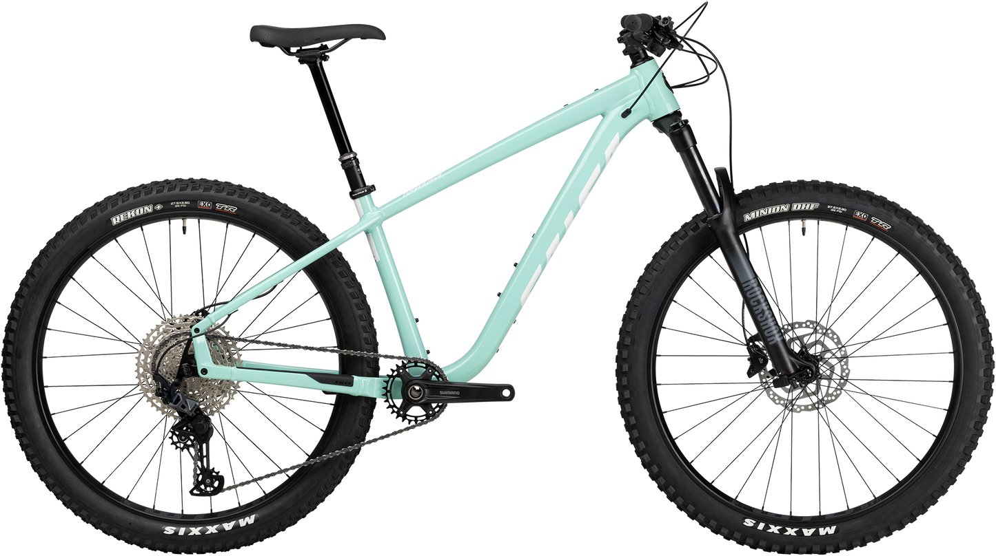 Salsa Timberjack SLX 27.5 mint green mountain bike side view on white background