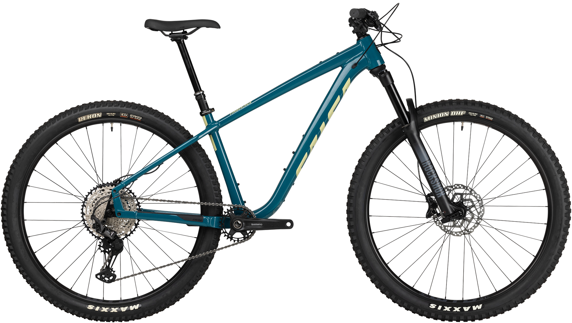 Salsa Timberjack XT 29 blue mountain bike side view on white background