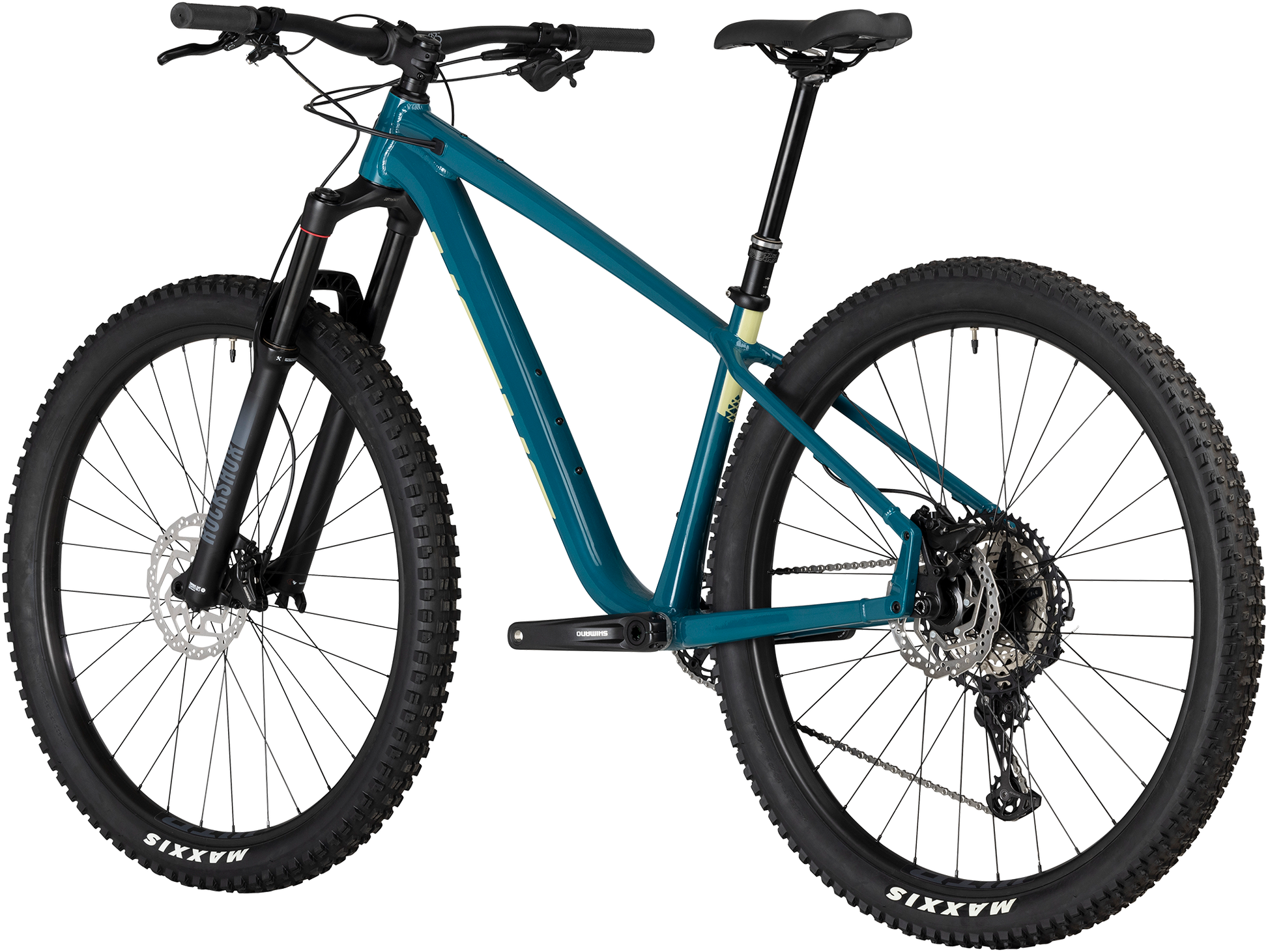 Salsa Timberjack XT 29 blue mountain bike three quarter front view on white background