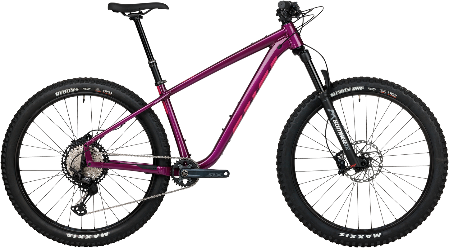 Salsa Timberjack XT Z2 27.5 purple mountain bike side view on white background