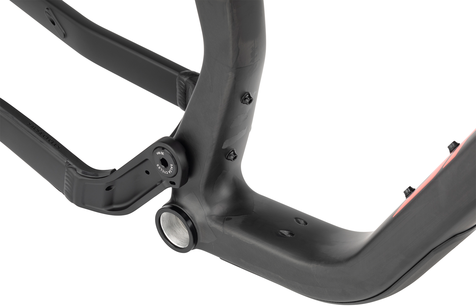 Salsa Horsethief Carbon Frame focus on bottom bracket area and main pivot