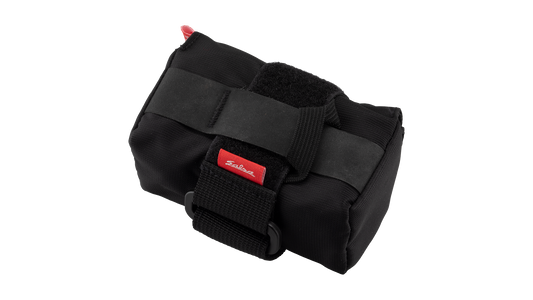 Salsa Anything Bracket Pack black rolled up with Velcro closure