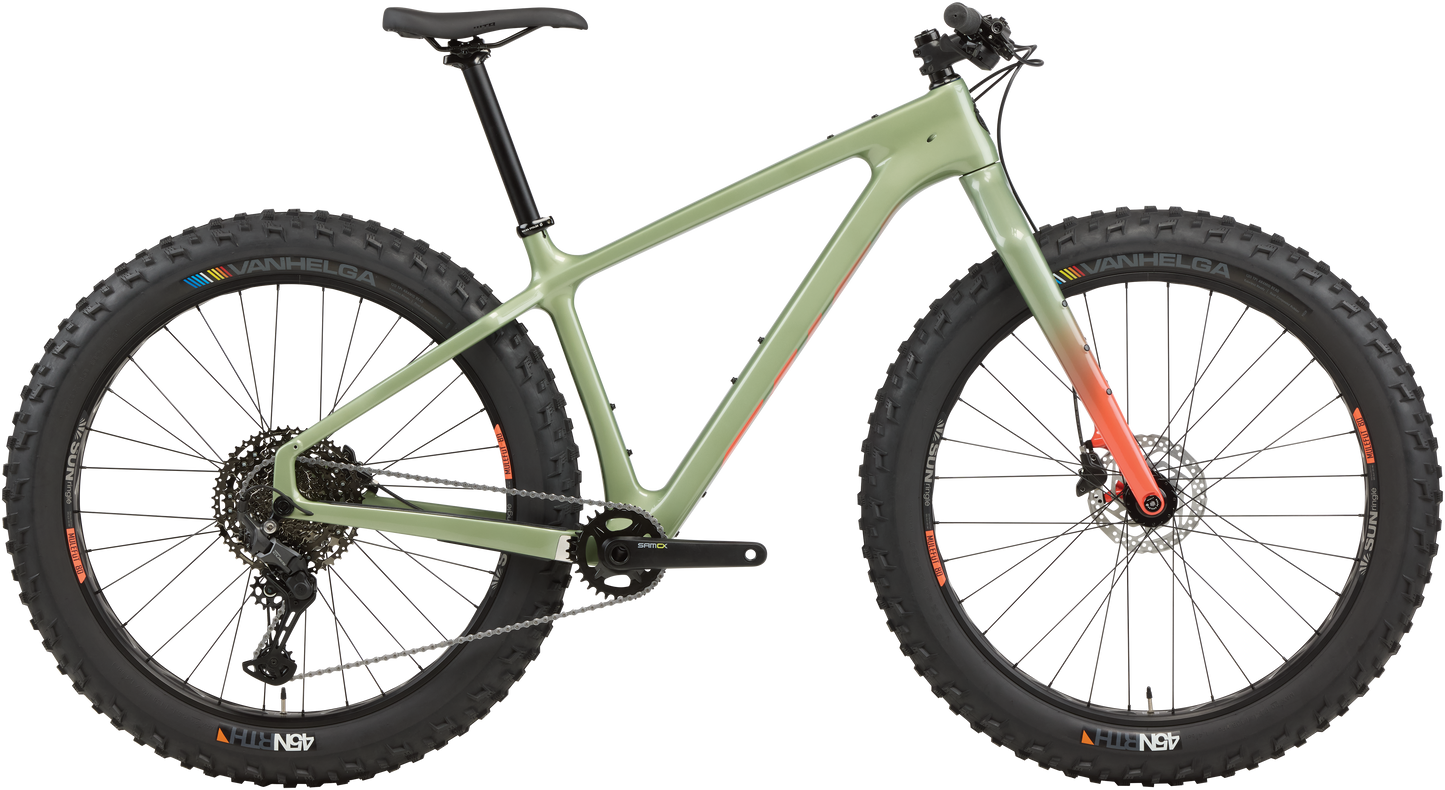 Salsa Beargrease C Cues fat bike Sage Green side view on white background