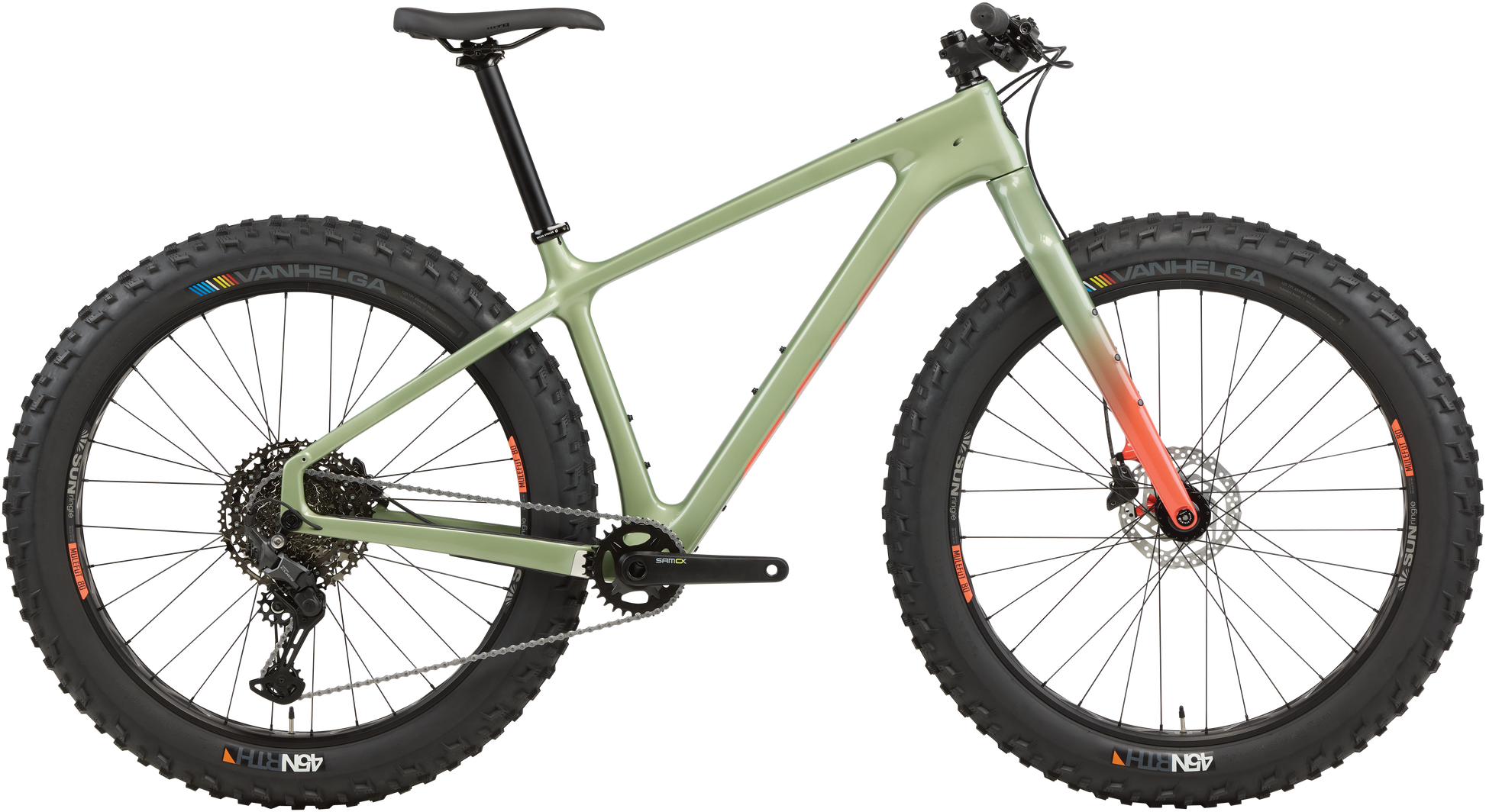 Salsa Beargrease C Cues fat bike Sage Green side view on white background