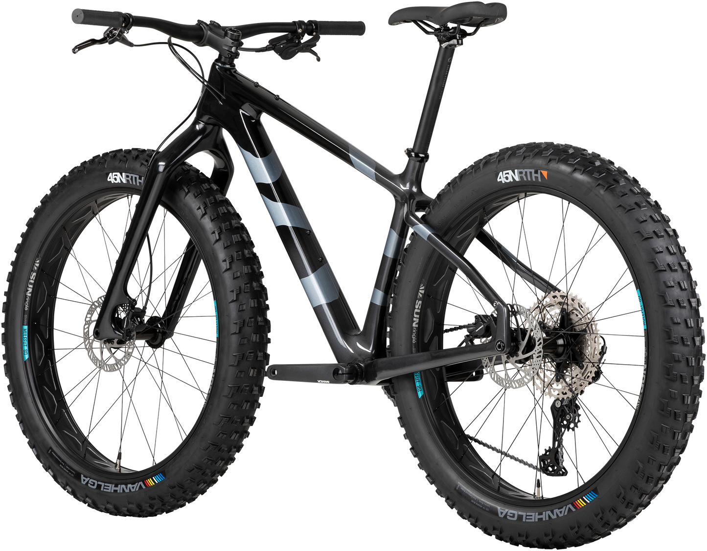 Salsa Beargrease C Deore 11 fat bike black fade rear three-quarter view on white background