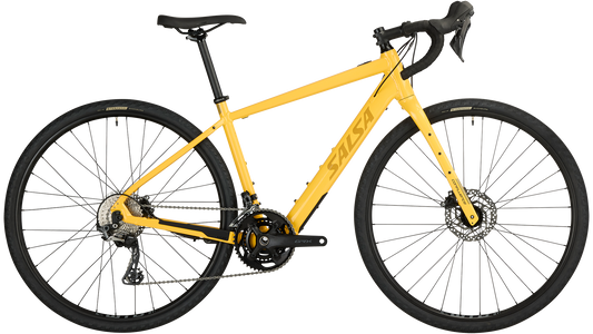 Salsa Confluence Ebike Drop Bar GRX 600 yellow color side view on white background