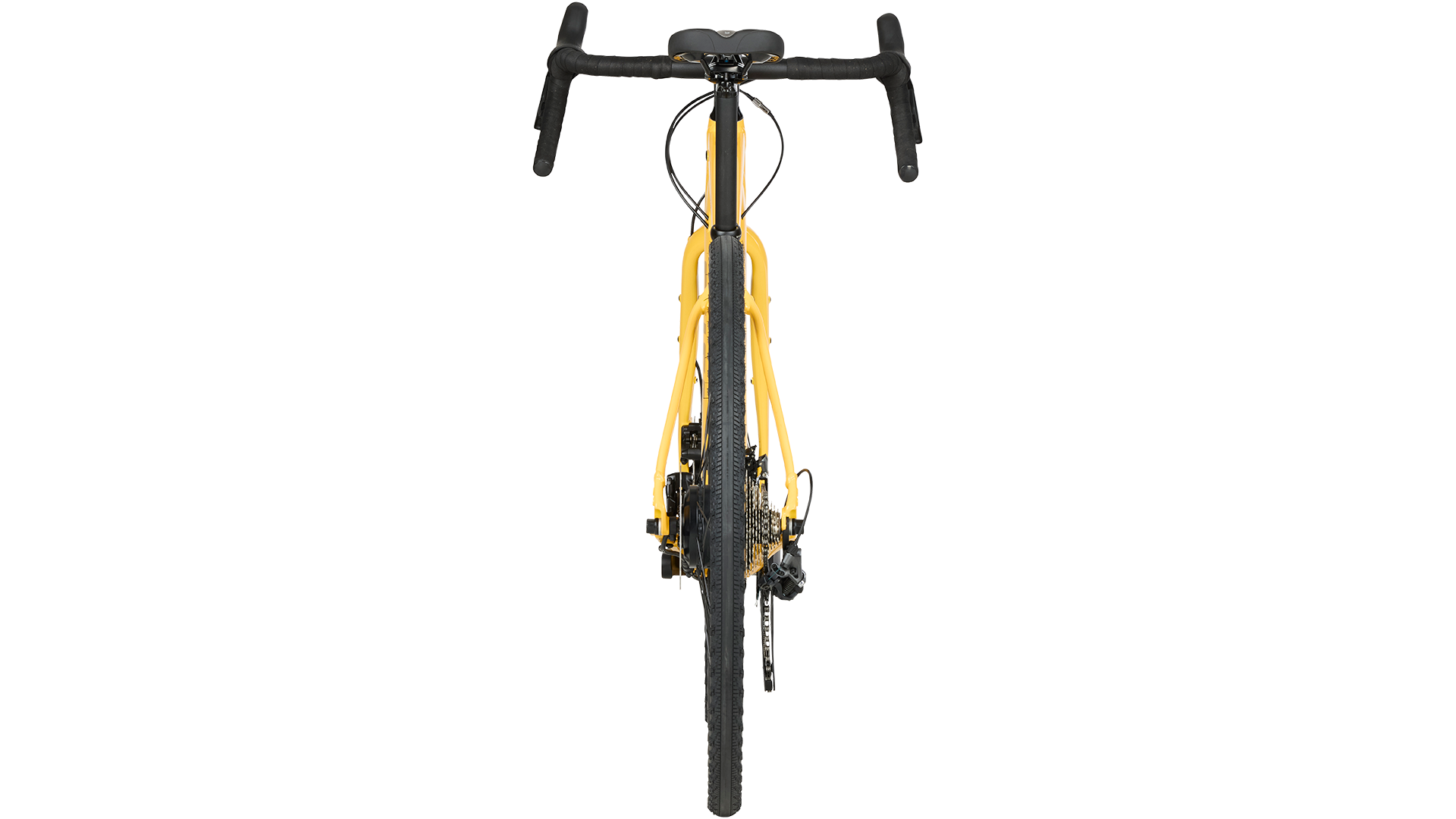 Salsa Confluence Ebike Drop Bar GRX 600 yellow color rear looking view on white background