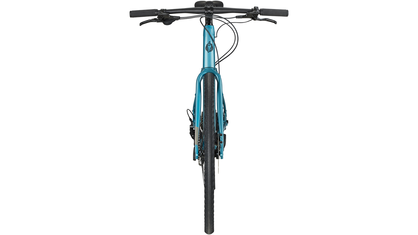 Salsa Confluence Ebike Flat Bar CUES 11 blue color front looking view on white background