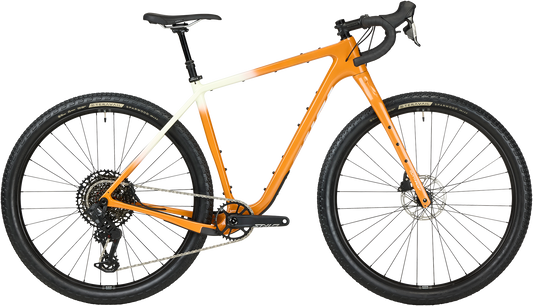 Salsa Cutthroat C Apex Transmission bike Tangerine color side view on white background