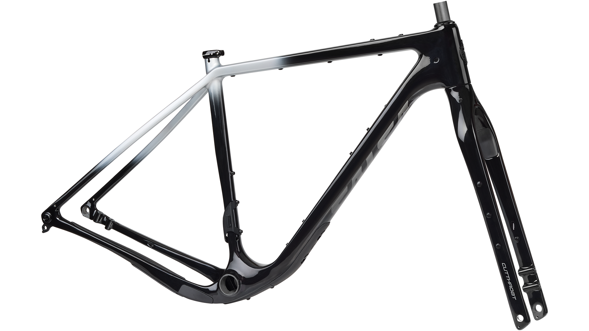 Salsa Cutthroat C Frameset Black with White fade side view on white background