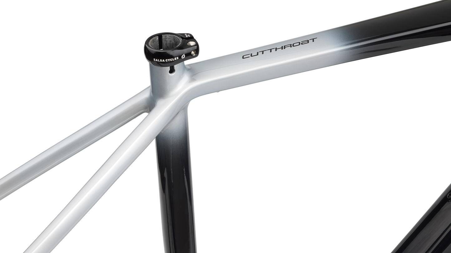 Salsa Cutthroat C Frameset seat tube and top tube detail on white background