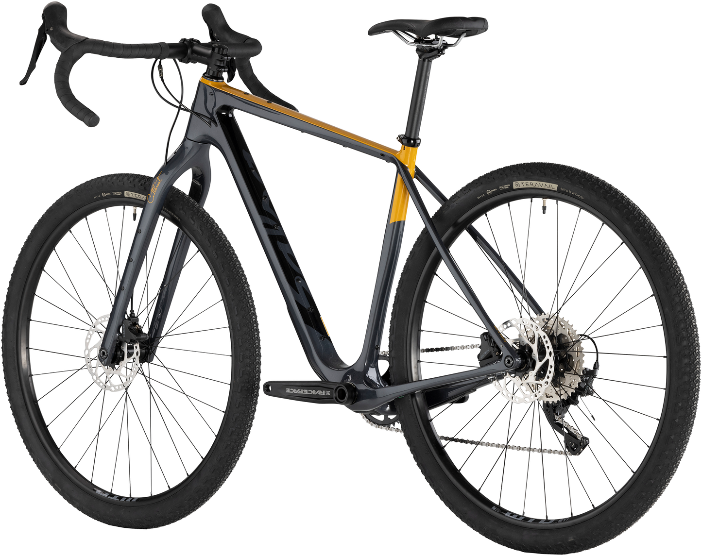 Salsa Cutthroat C GRX 600 1x bike, charcoal color, rear three-quarter view on white background