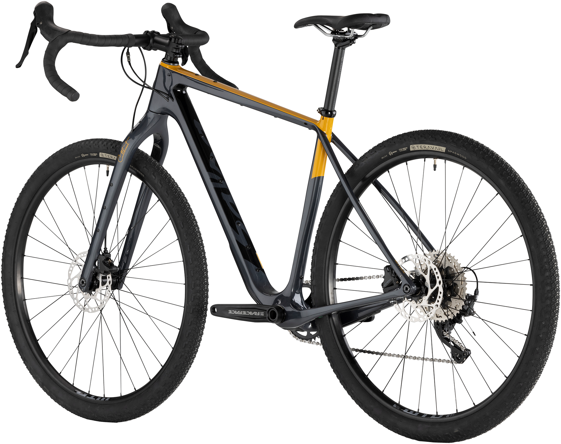 Salsa Cutthroat C GRX 600 1x bike, charcoal color, rear three-quarter view on white background