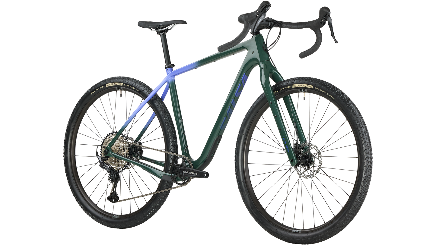 Salsa Cutthroat C GRX 610 bike in Dark Pine color front three-quarter view