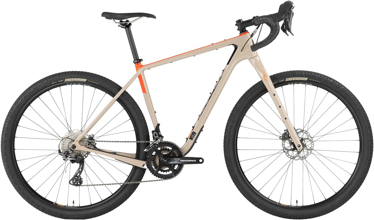 Salsa Cutthroat C GRX 810 2x bike, tan color, side view on white background