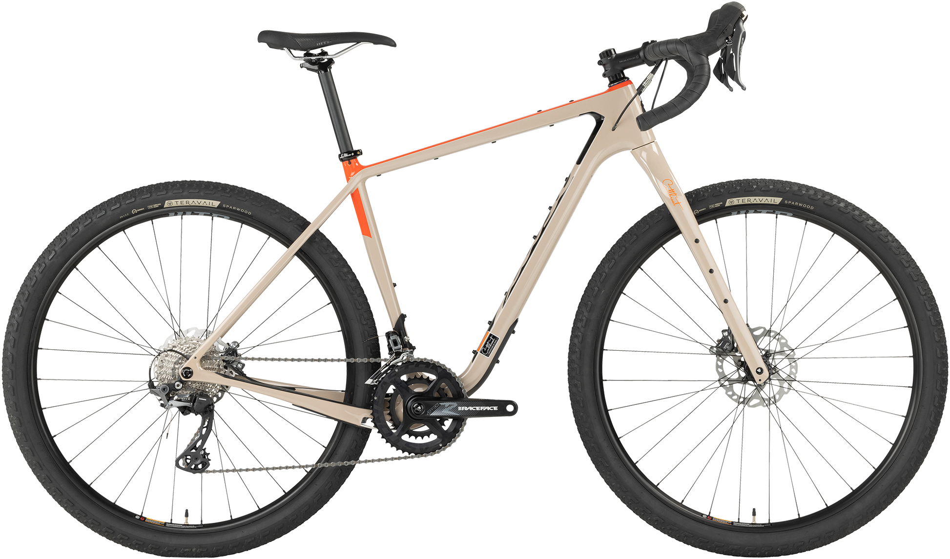 Salsa Cutthroat C GRX 810 2x bike, tan color, side view on white background