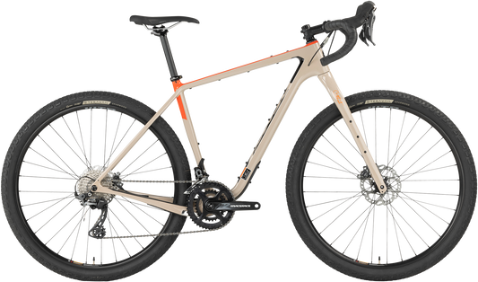 Salsa Cutthroat C GRX 810 2x bike, tan color, side view on white background