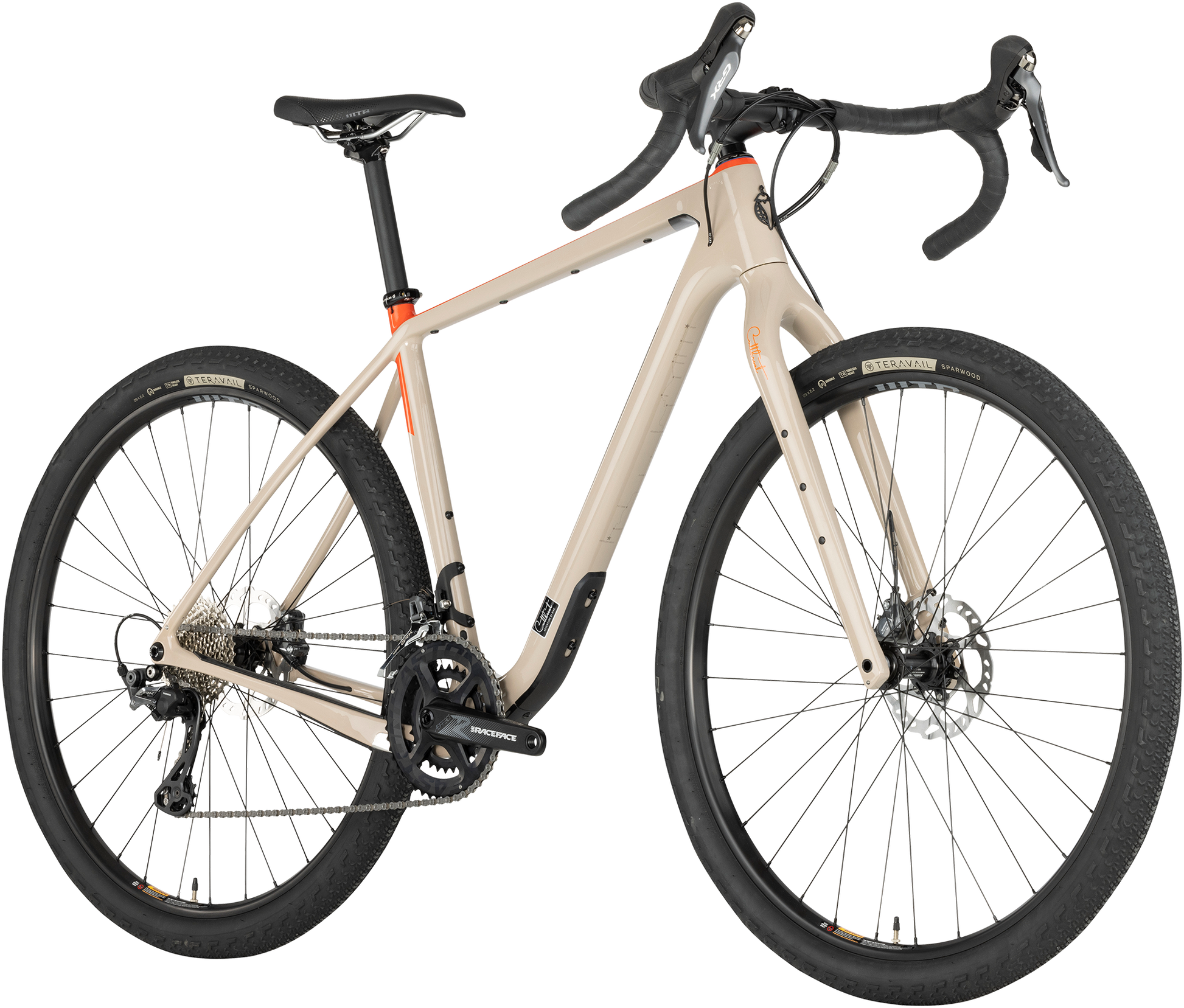 Salsa Cutthroat C GRX 810 2x bike, tan color, front three-quarter view on white background