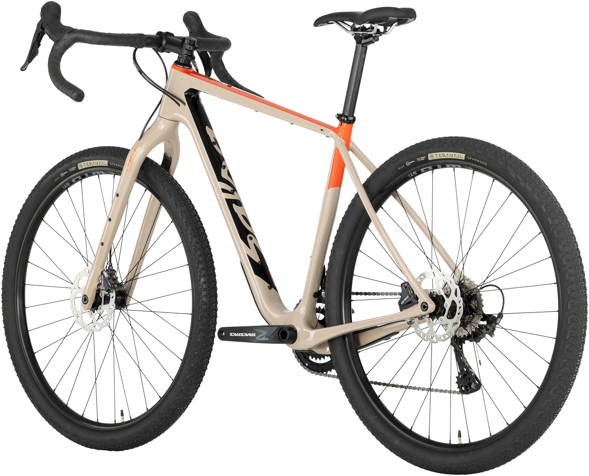 Salsa Cutthroat C GRX 810 2x bike, tan color, rear three-quarter view on white background