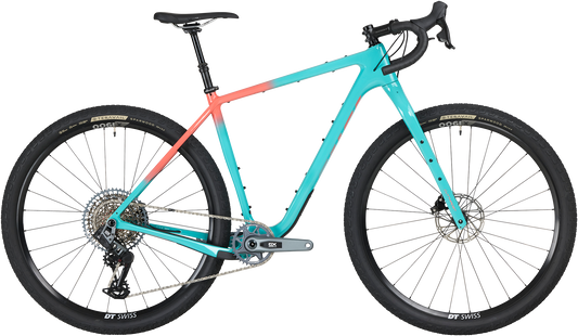 Salsa Cutthroat C Rival GX AXS Transmission bike side view Teal Fade color on white background