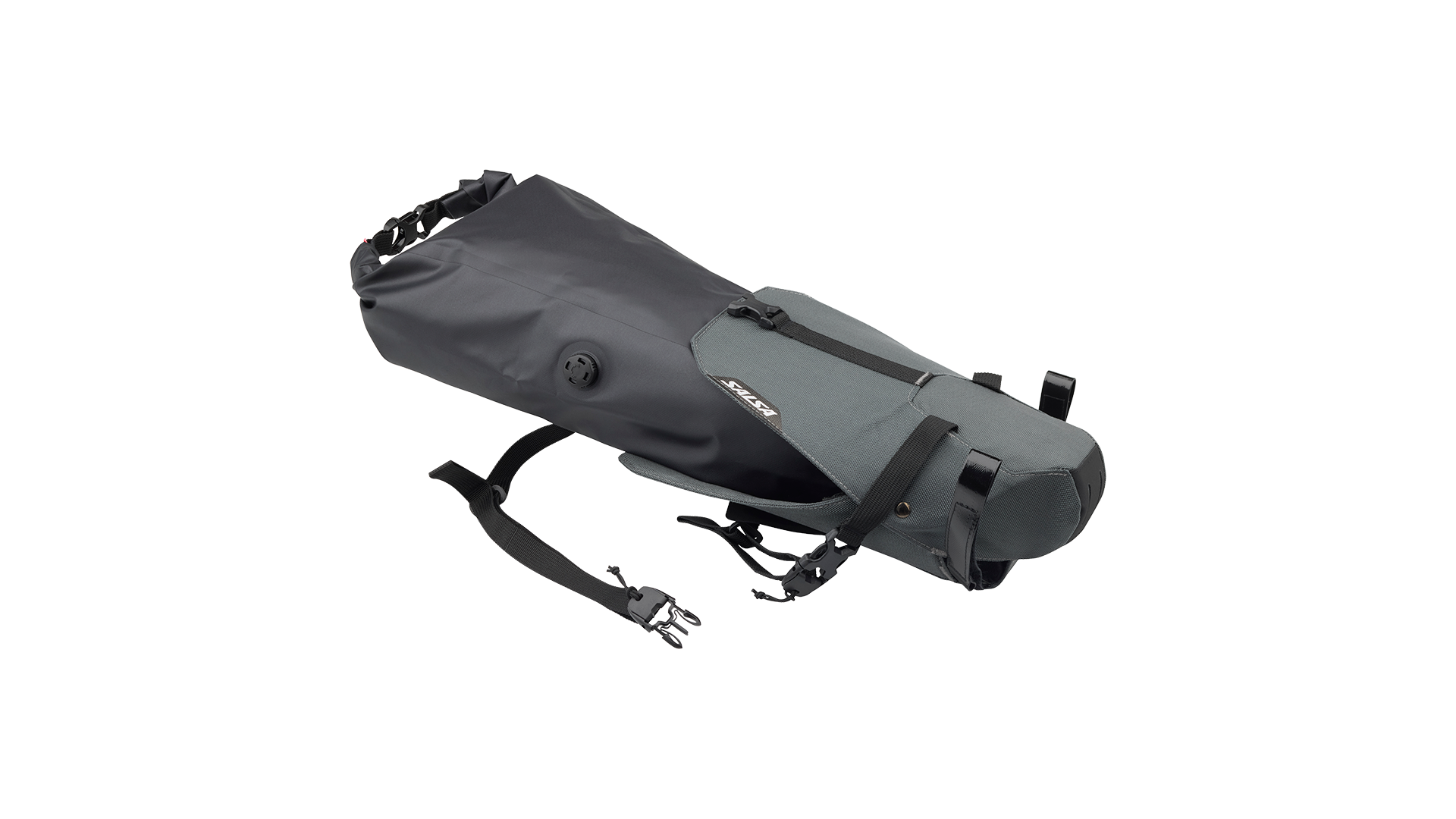 Salsa EXP Saguaro Seat Bag with dry bag showing how it fits