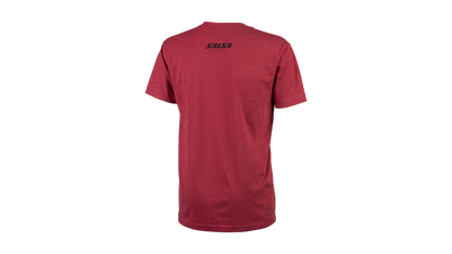 Salsa Extra Spicy Men's T-Shirt, red color, back view showing Salsa Cycles logo below neck