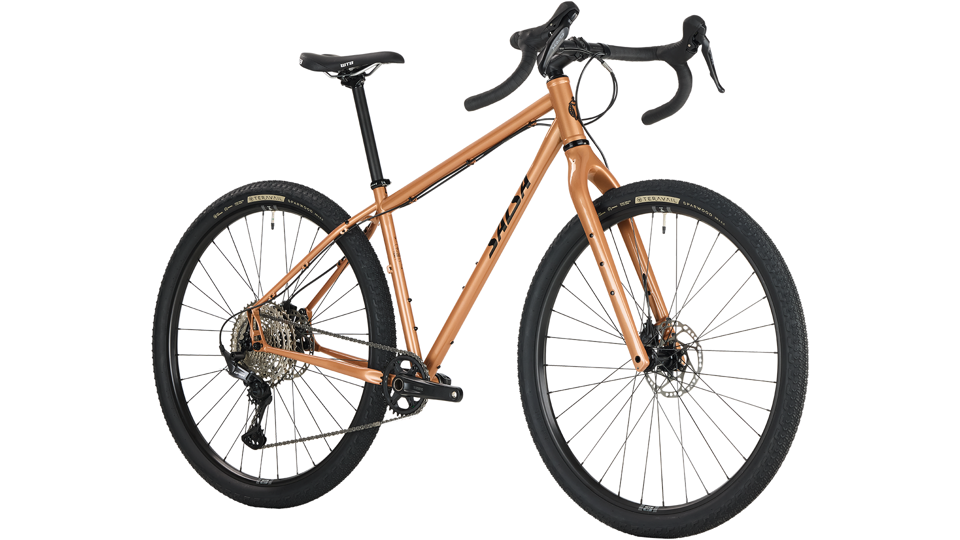 Salsa Fargo GRX 610 bike in Brass color front three-quarter view