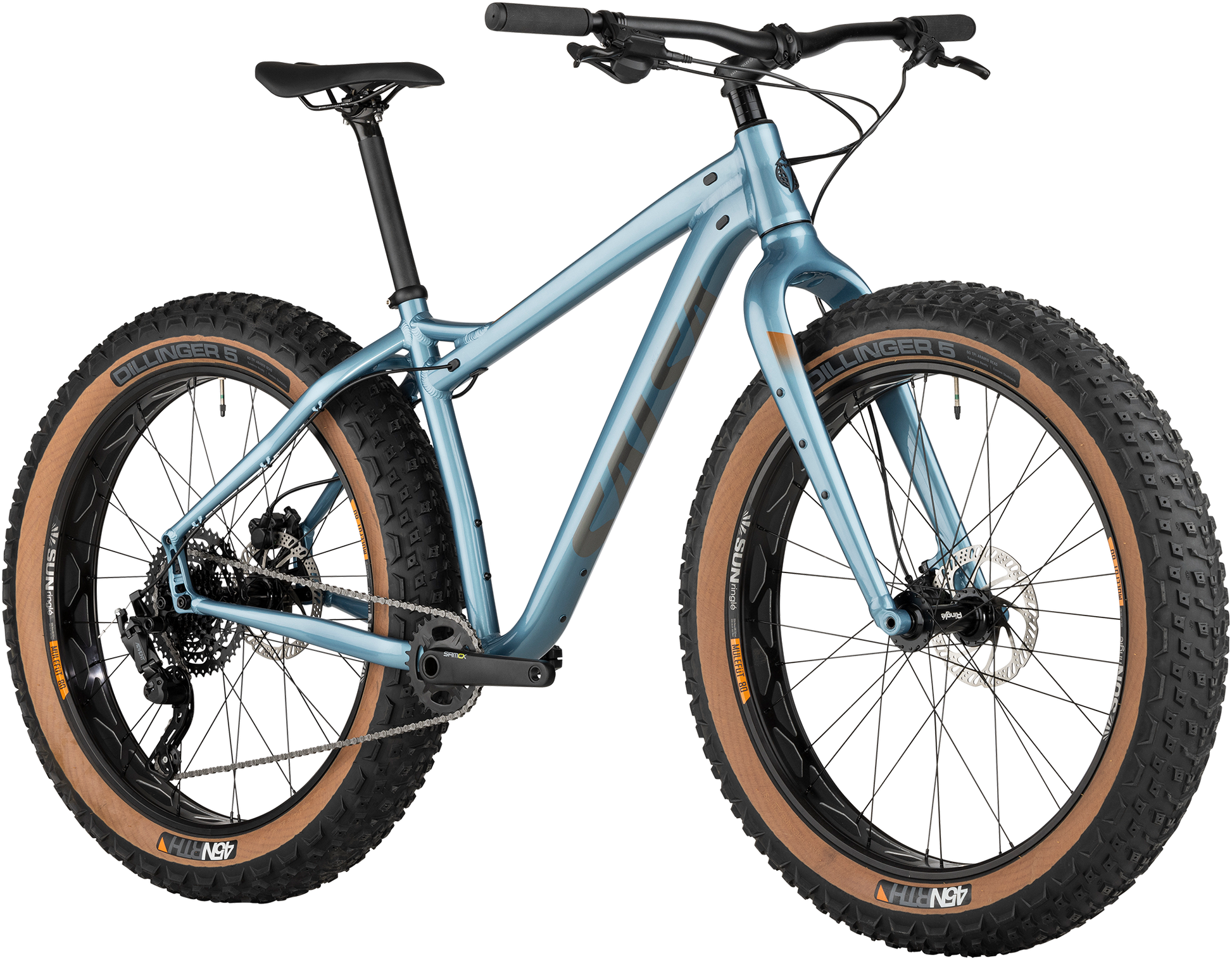 Salsa Heyday! Advent Fat Bike, blue, front three-quarter view on white background