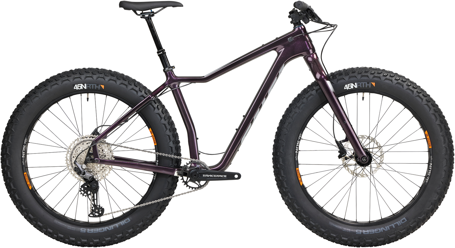 Salsa Heyday! Deore fat bike Black Cherry side view on white background