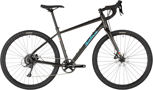 Salsa Journeyer Advent 650b bike, black, side view on white background