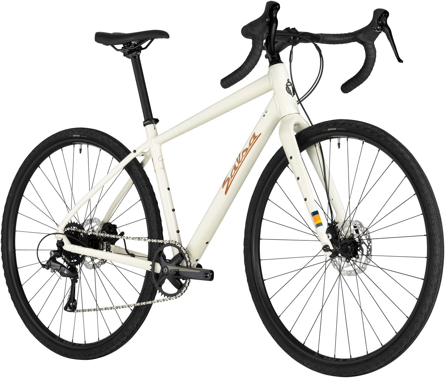 Salsa Journeyer Advent 700c bike, tan, front three-quarter view on white background