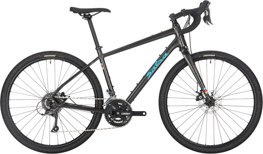 Salsa Journeyer Claris 650b bike, black, side view on white background