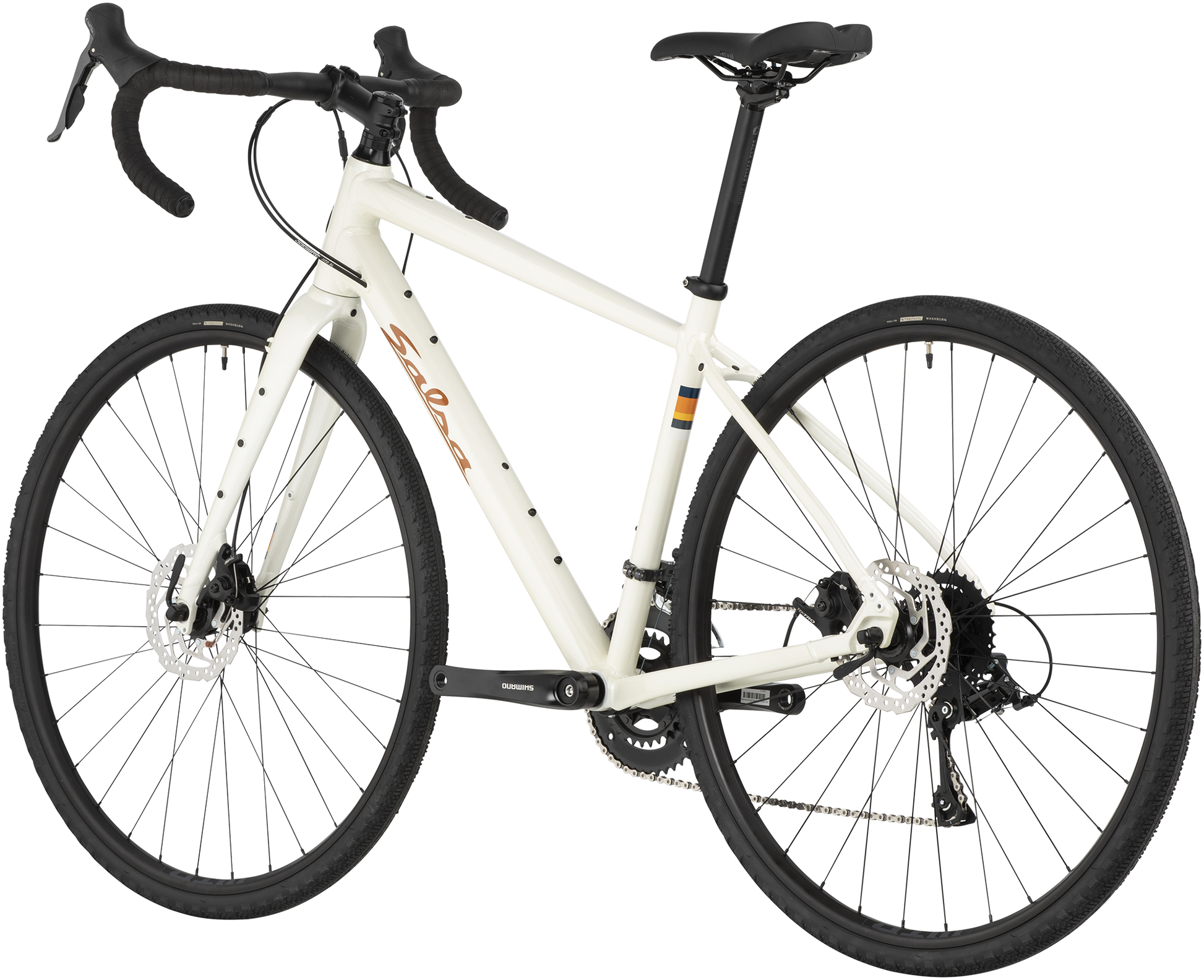 Salsa Journeyer Claris 700c Tan bike, rear three-quarter view, on white background