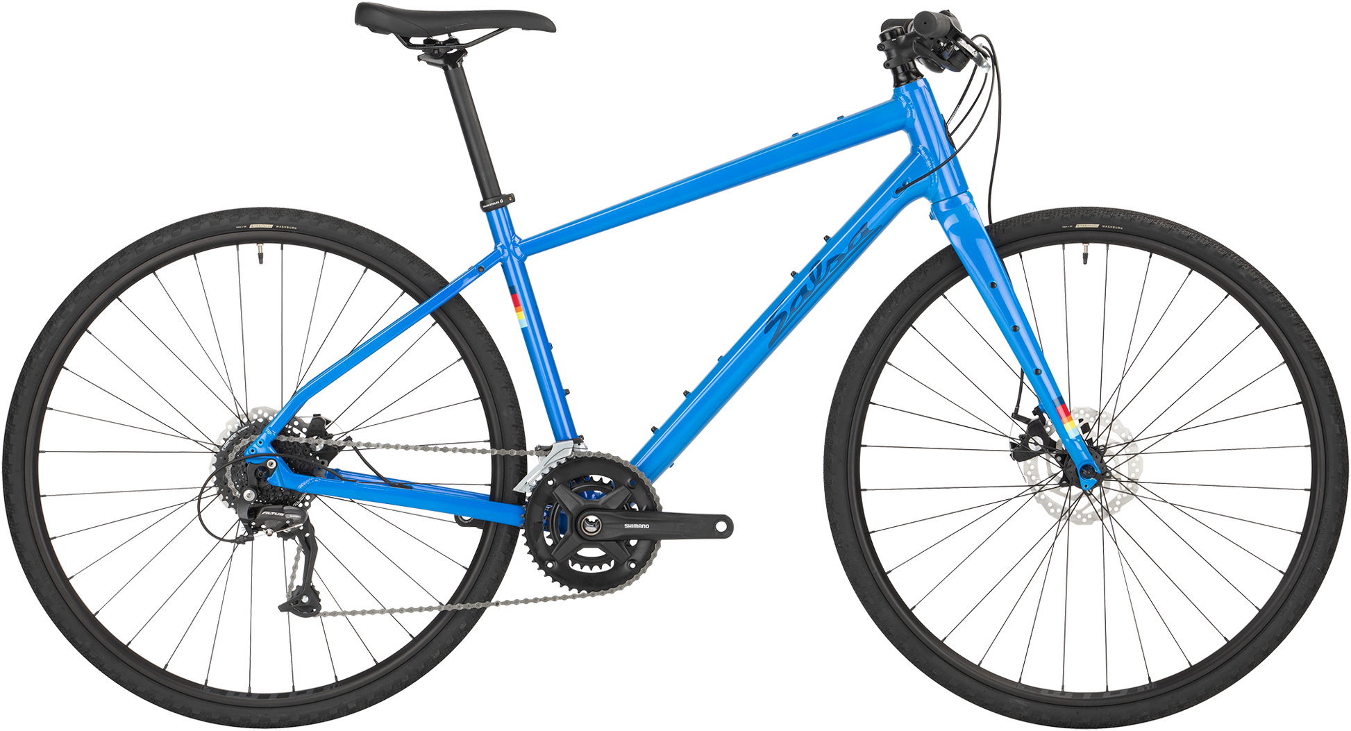 Salsa Journeyer Flat Bar Altus 700c bike, blue, side view on white background