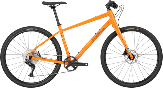 Salsa Journeyer Flat Bar Deore 650b bike, orange, side view on white background