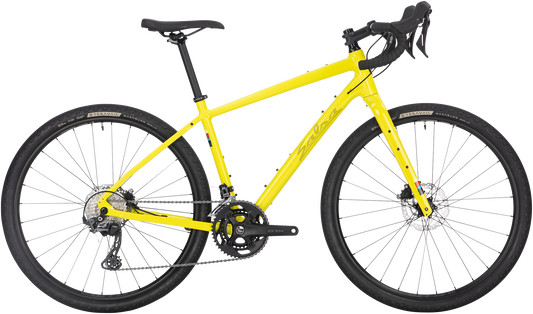 Salsa Journeyer GRX 600 650b bike, yellow, side view on white background