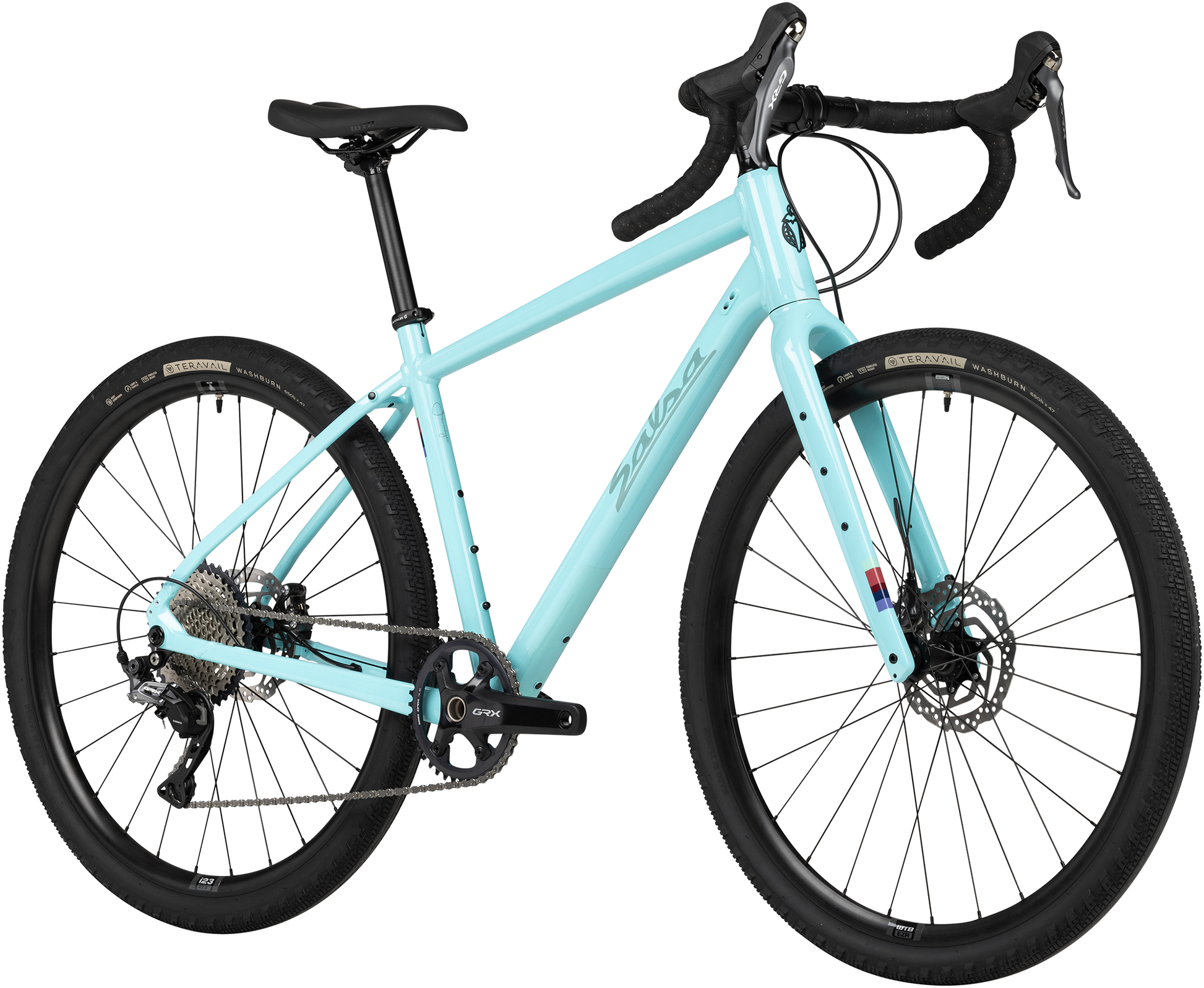 Salsa Journery GRX 810 650b bike, blue, front three-quarter view, on white background