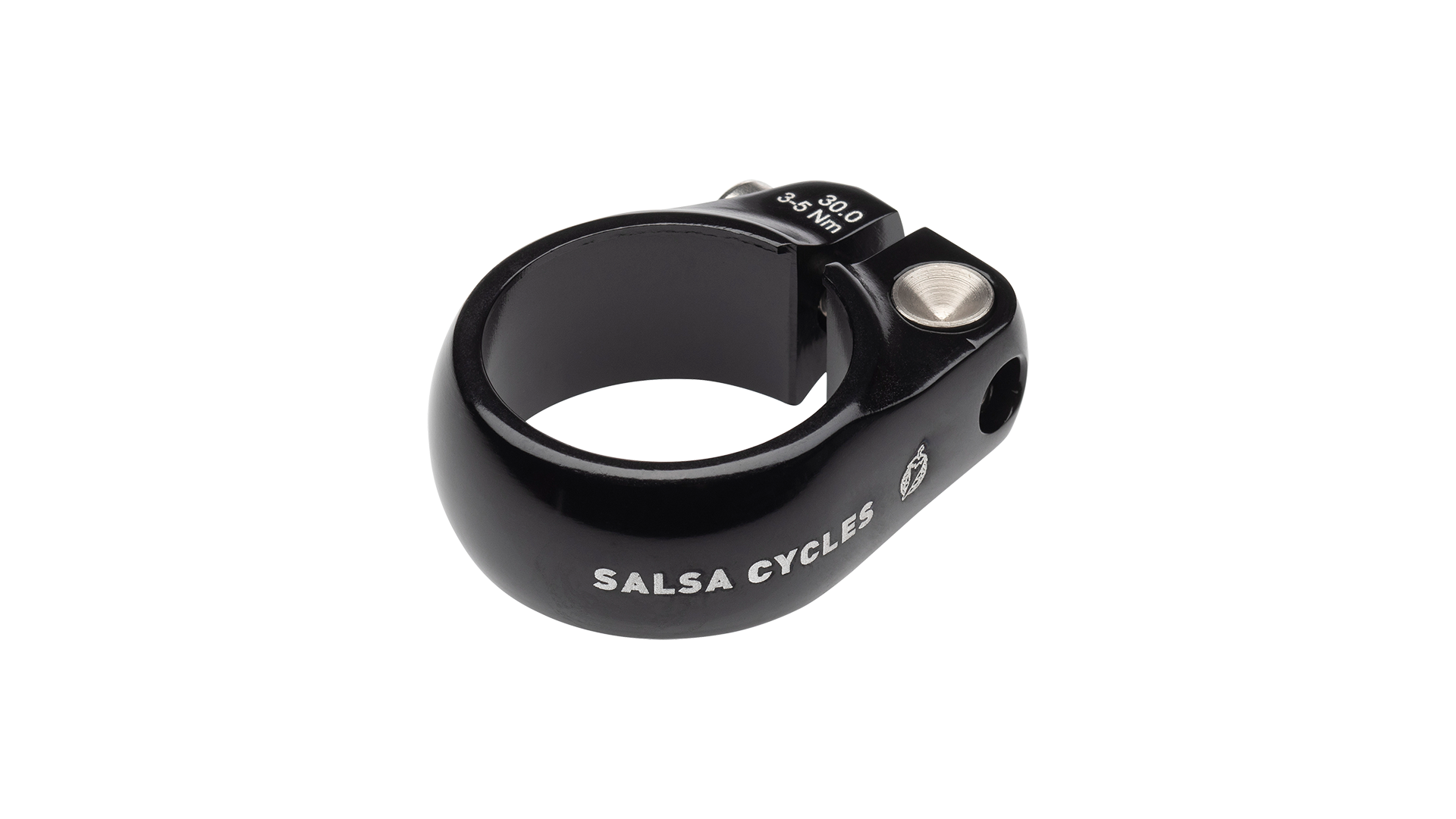 Salsa Lip-Lock seatpost collar black showing Salsa Cycles logo