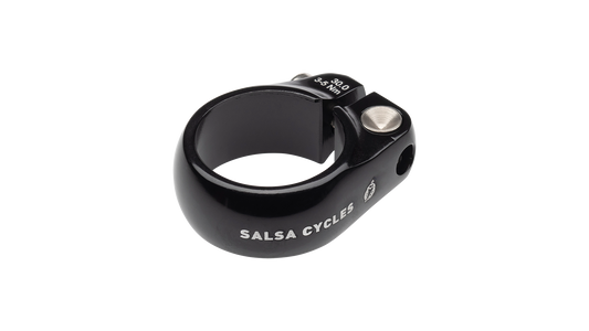 Salsa Lip-Lock seatpost collar black showing Salsa Cycles logo