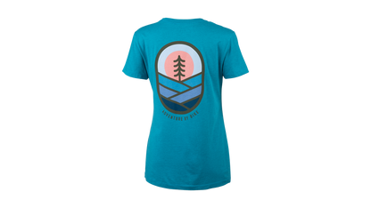 Salsa Lone Pine T-Shirt - Women's blue back view illustrated design