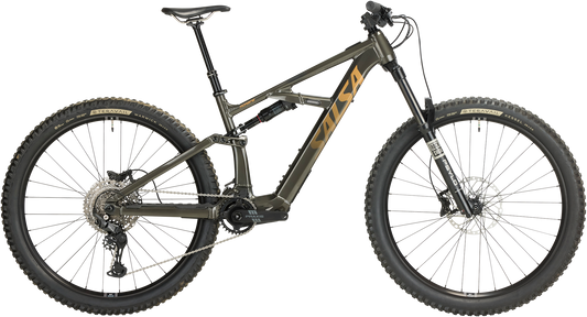 Salsa Moraine CUES 10 trail ebike black color side view on white background