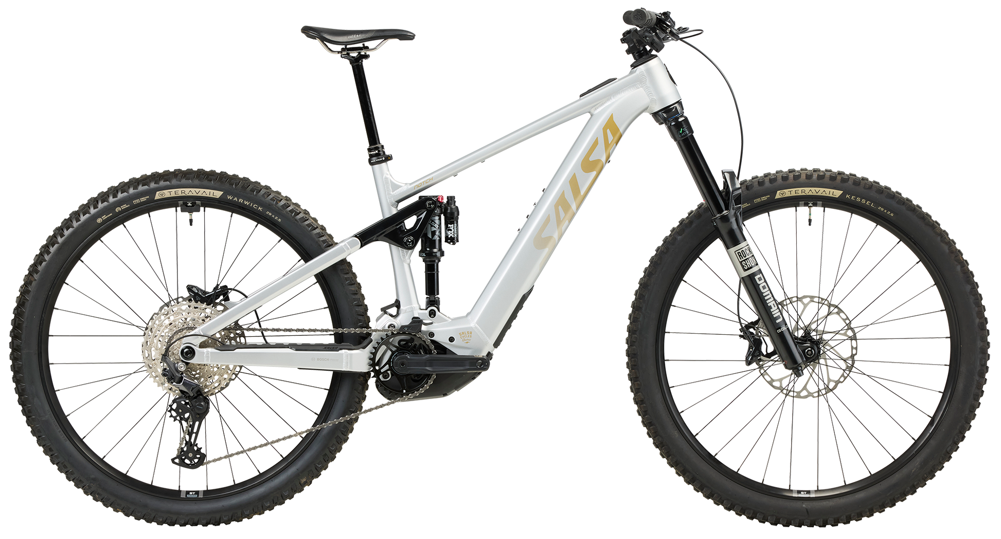 Salsa Notch Deore 12 eMTB bike side view on white background