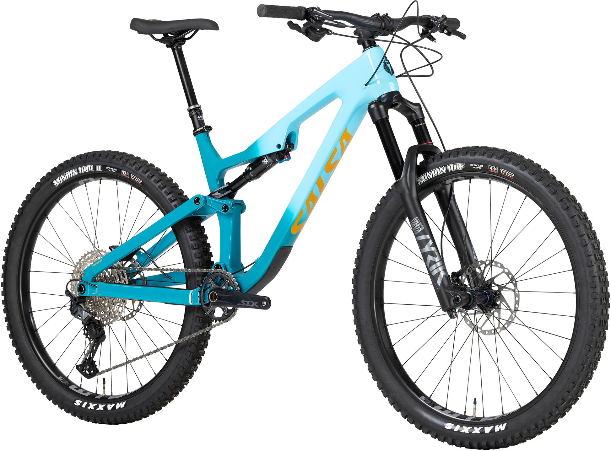 Salsa Rustler C SLX bike teal fade front three-quarter view