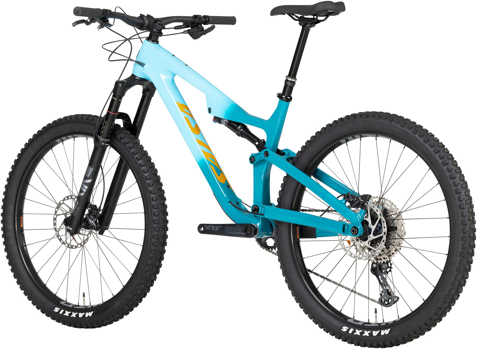 Salsa Rustler C SLX bike teal fade rear three-quarter view