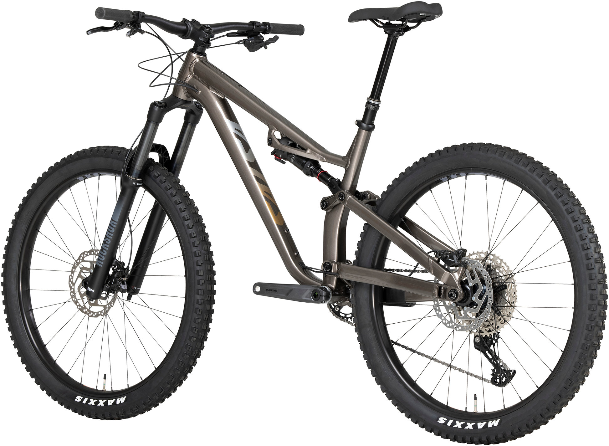 Salsa Rustler Deore bike gray rear three-quarter view