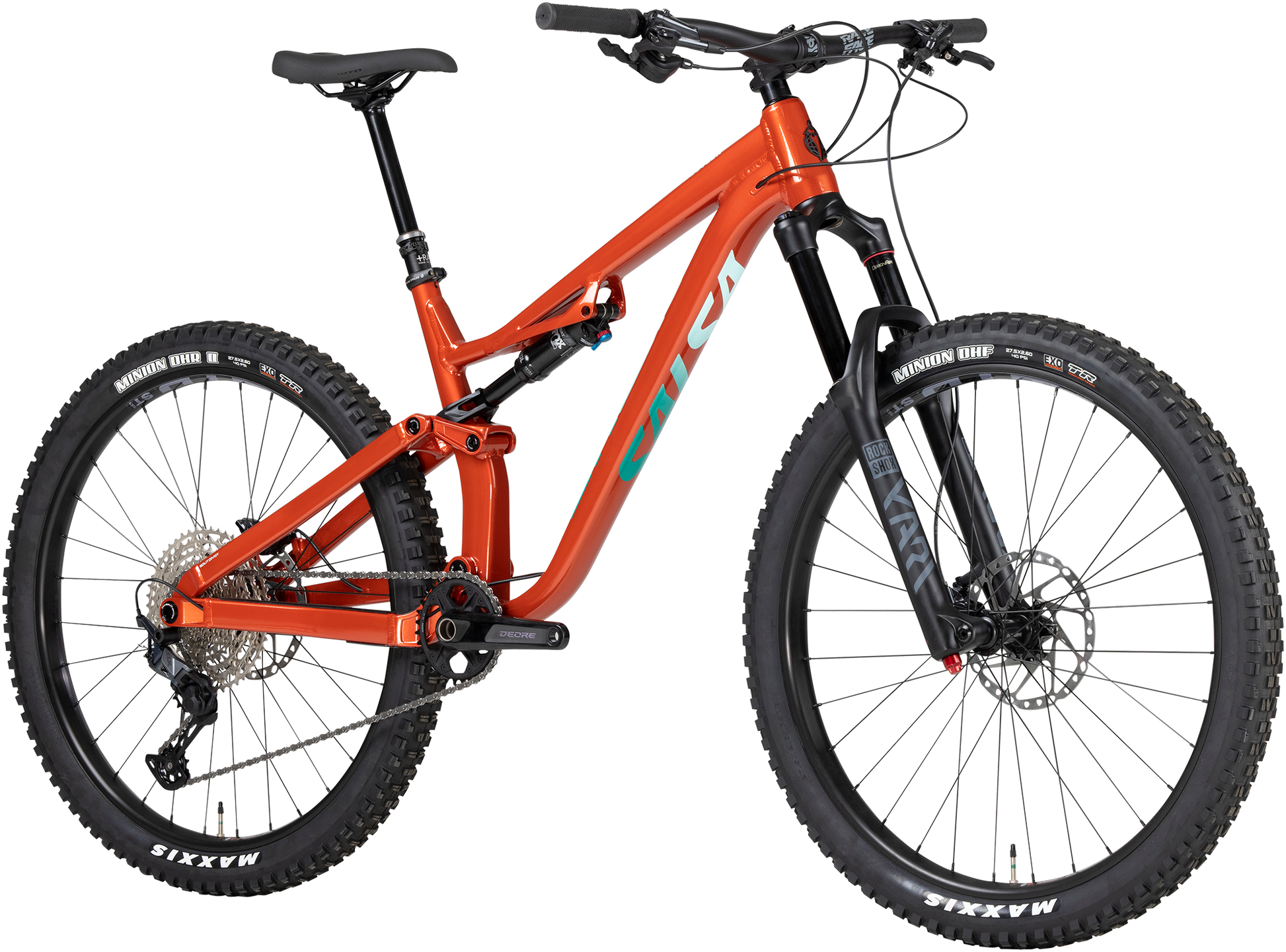 Salsa Rustler SLX bike orange front three-quarter view