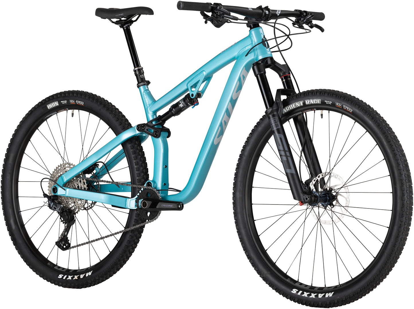 Salsa Spearfish SLX Teal complete bike three-quarter front view on white background