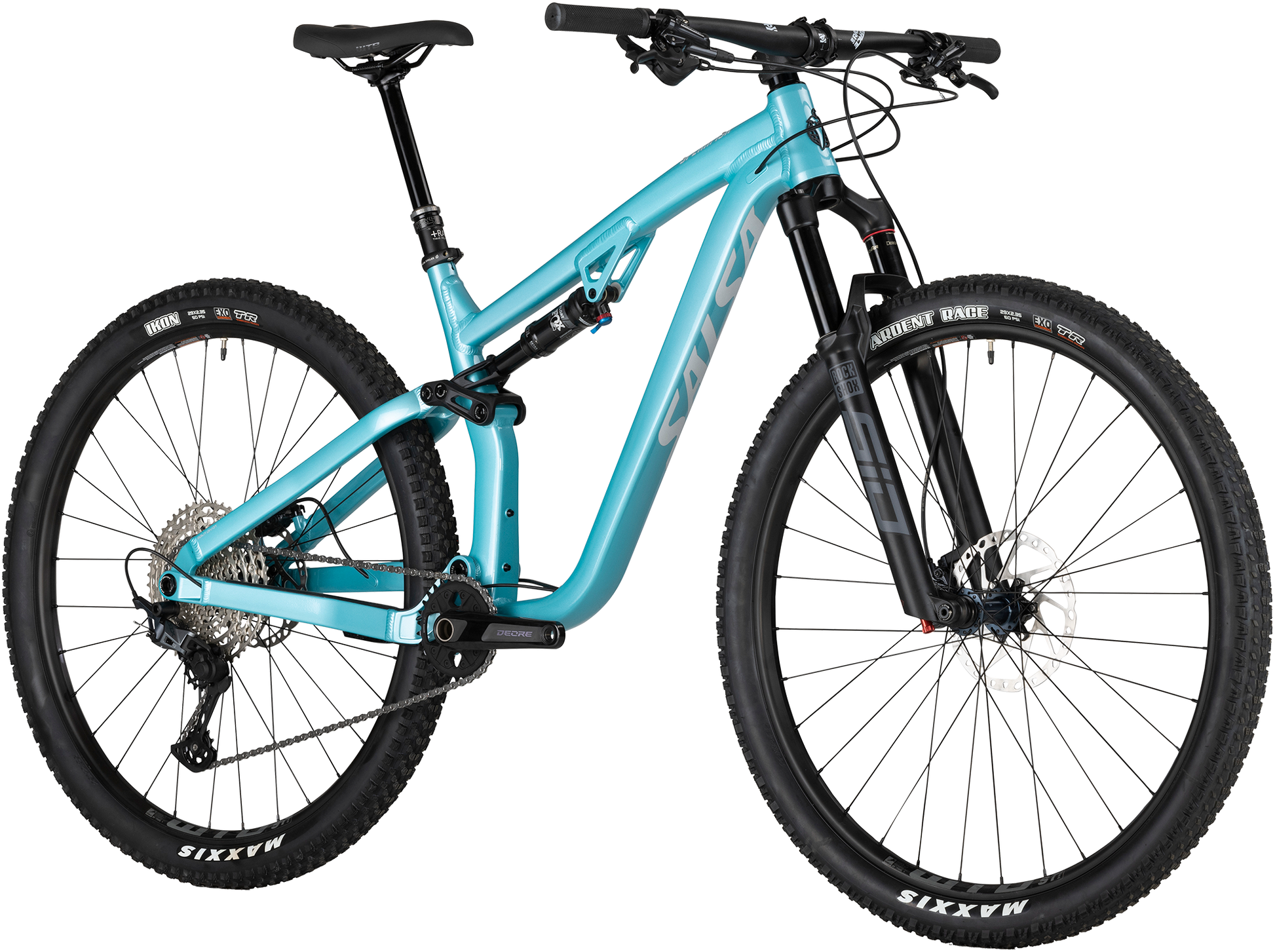 Salsa Spearfish SLX Teal complete bike three-quarter front view on white background