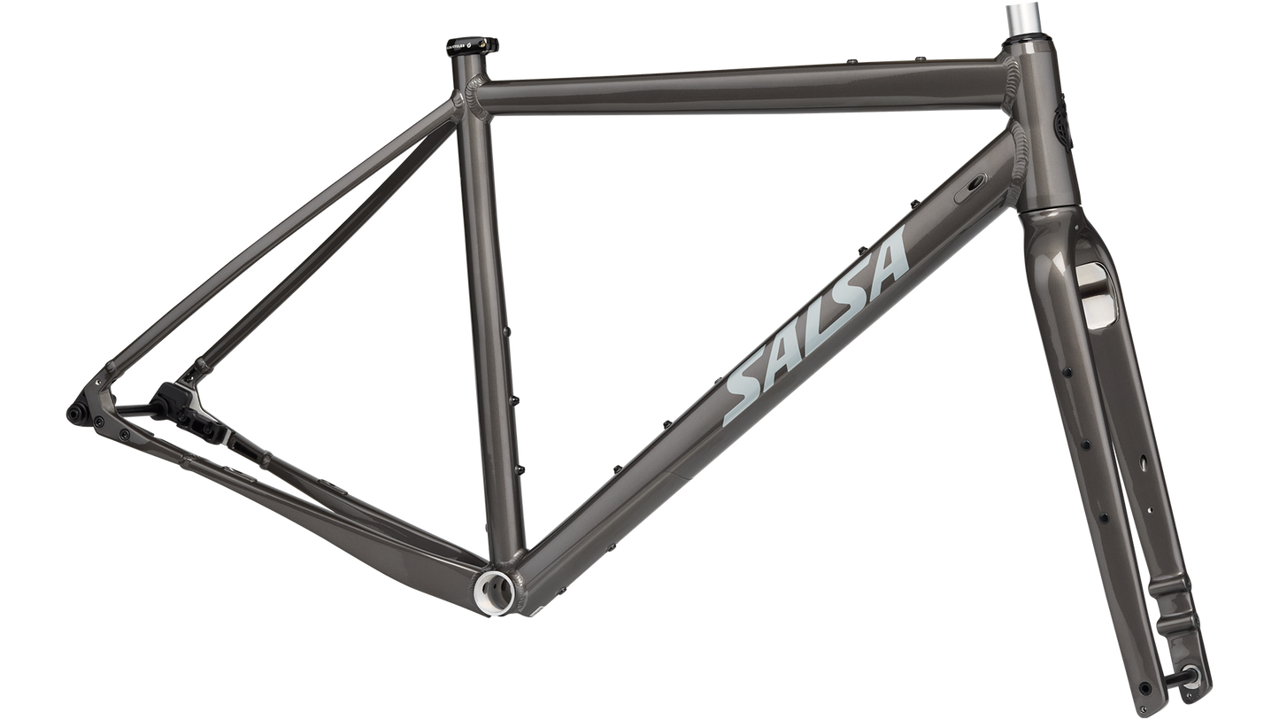 Salsa Stormchaser Frameset Metallic Black color side view on white background